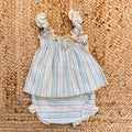 completo neonata cotone righe pastello con culotte