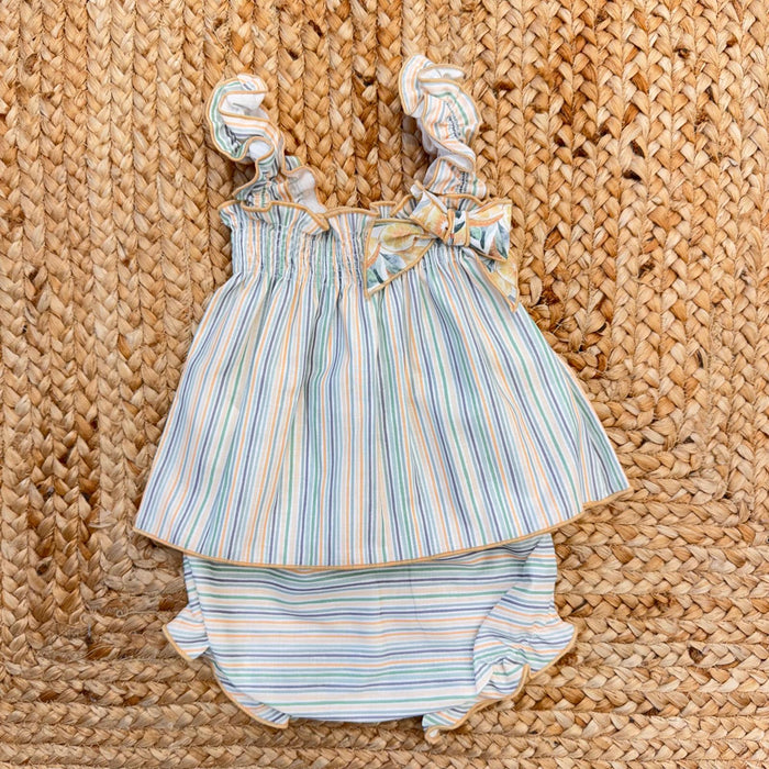 completo neonata cotone righe pastello con culotte