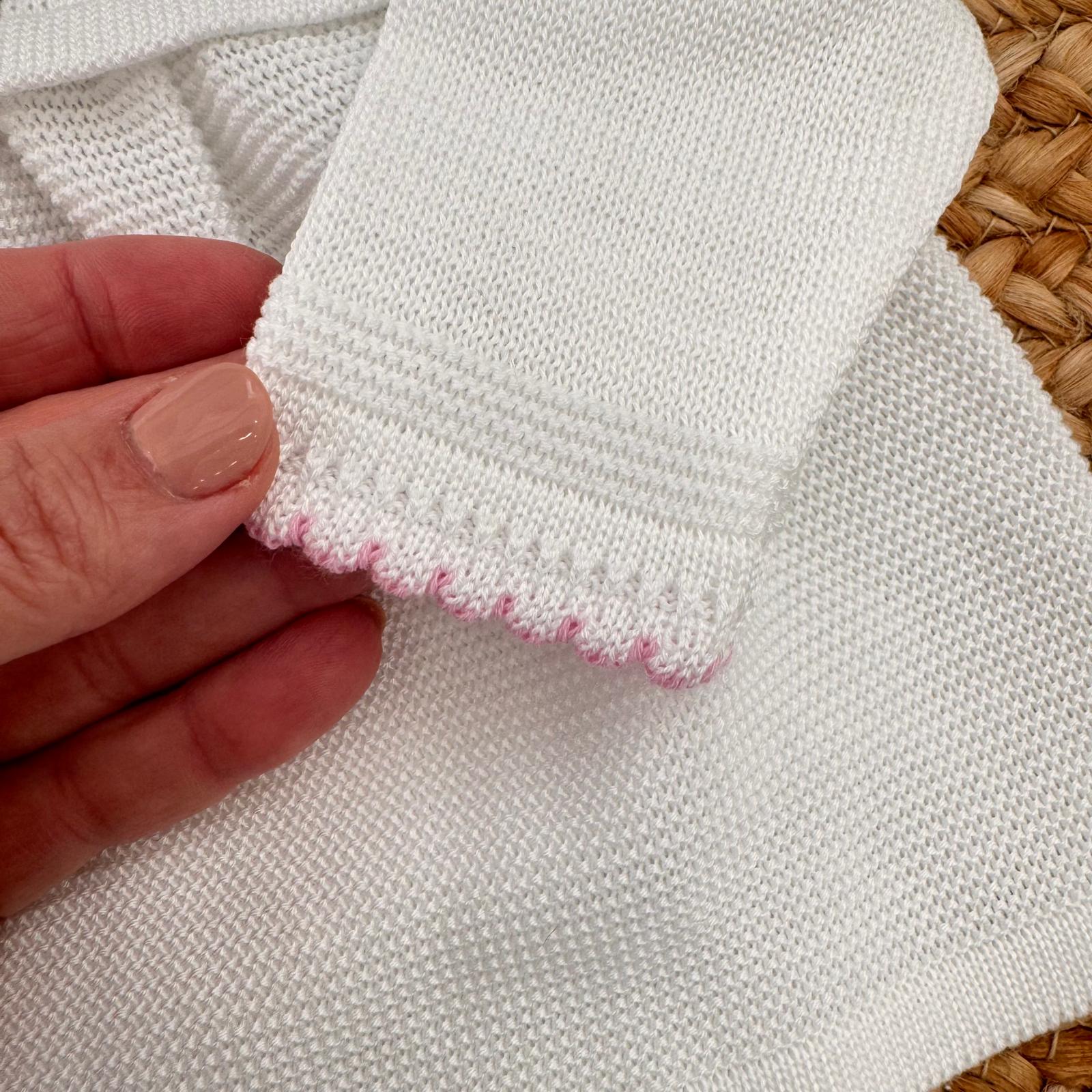 completo nascita neonata con cuffietta coordinata in filo di scozia