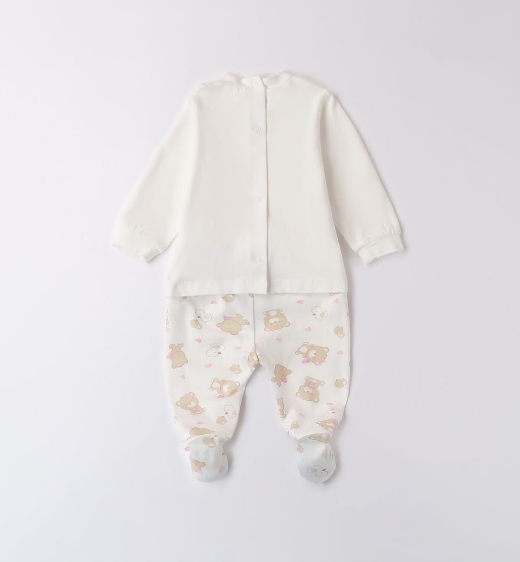 Retro del completo neonata con chiusura a bottoncini per una vestizione pratica