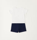 completo neonato due pezzi pantaloncino blu retro