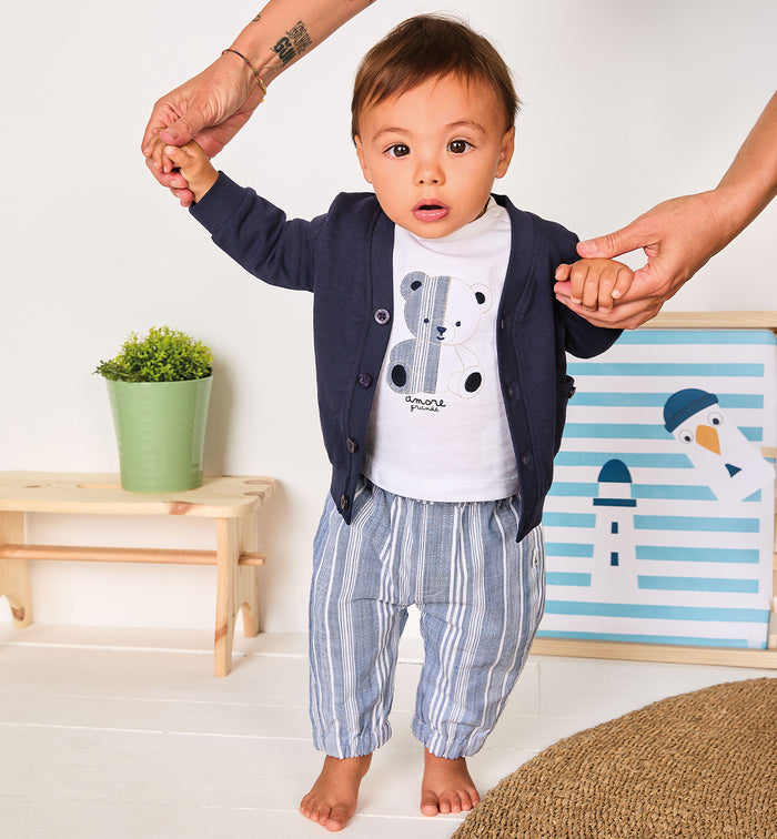 completo bimbo elegante con maglietta orsetto ricamato