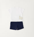 completo neonato estivo elegante con pantaloncino blu