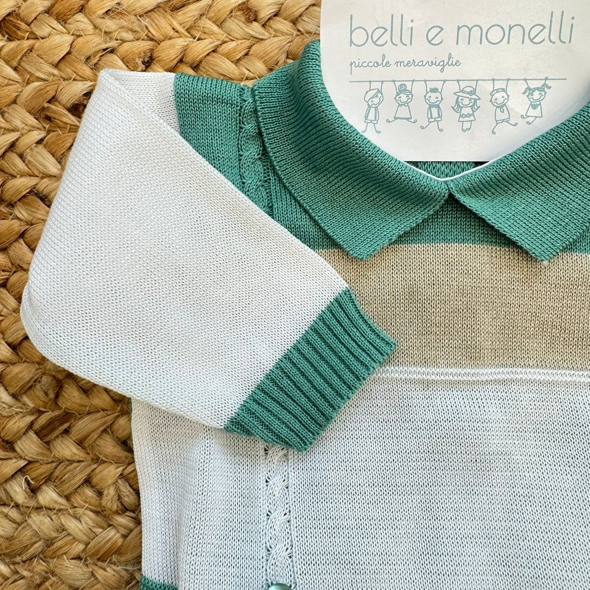 completo neonato cotone due pezzi uscita clinica verde acqua