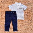 Completo bambino con polo bianca e pantalone blu navy