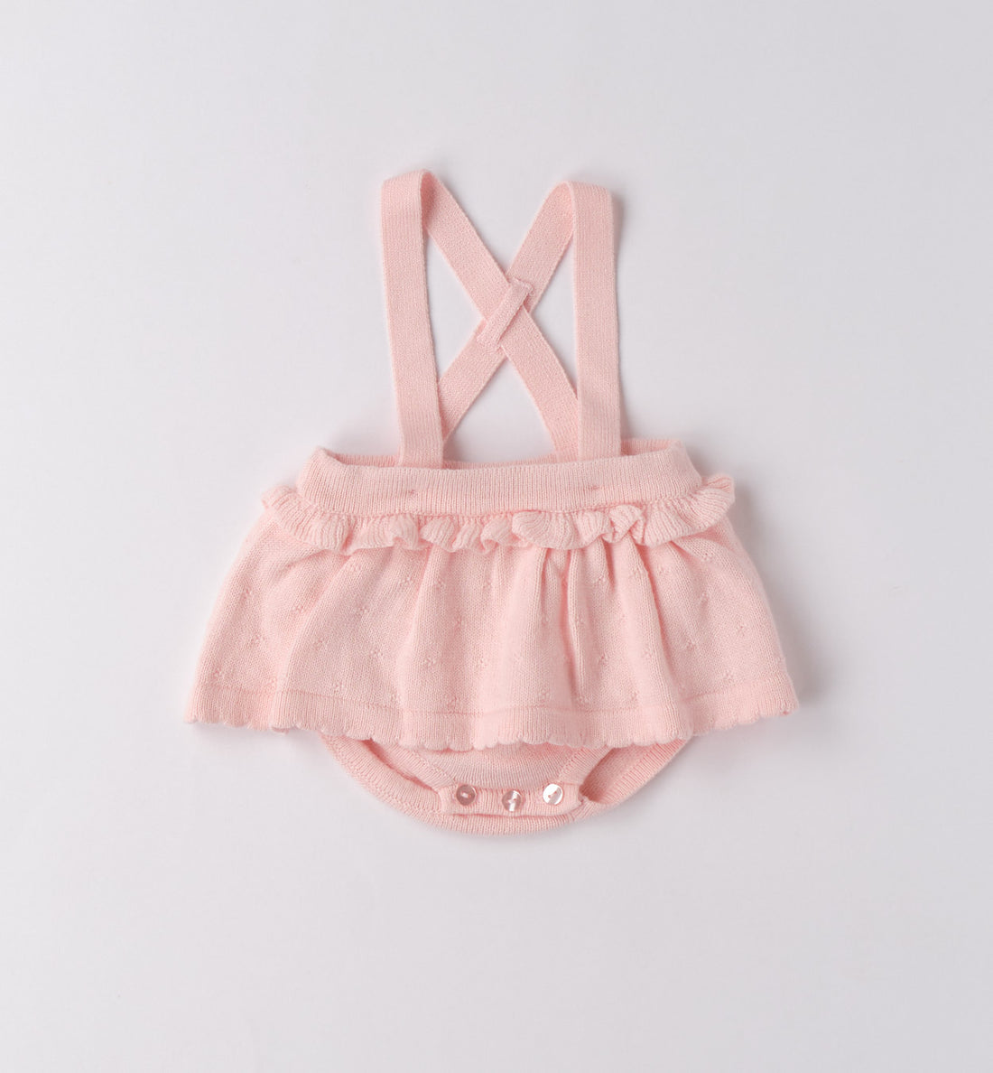 completo 3 pezzi neonata rosa cotone e lana gonna bretelle