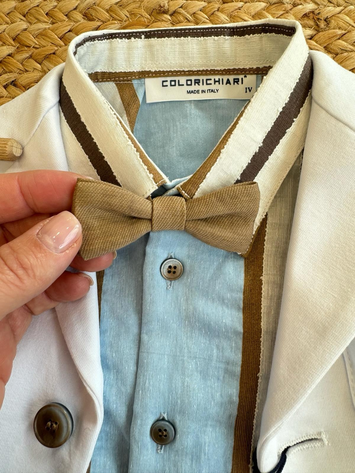 Completo bimbo con camicia a righe