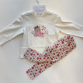 completo bambina cotone gattini e leggings cuori