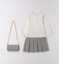 completo bambina elegante retro bianco e grigio