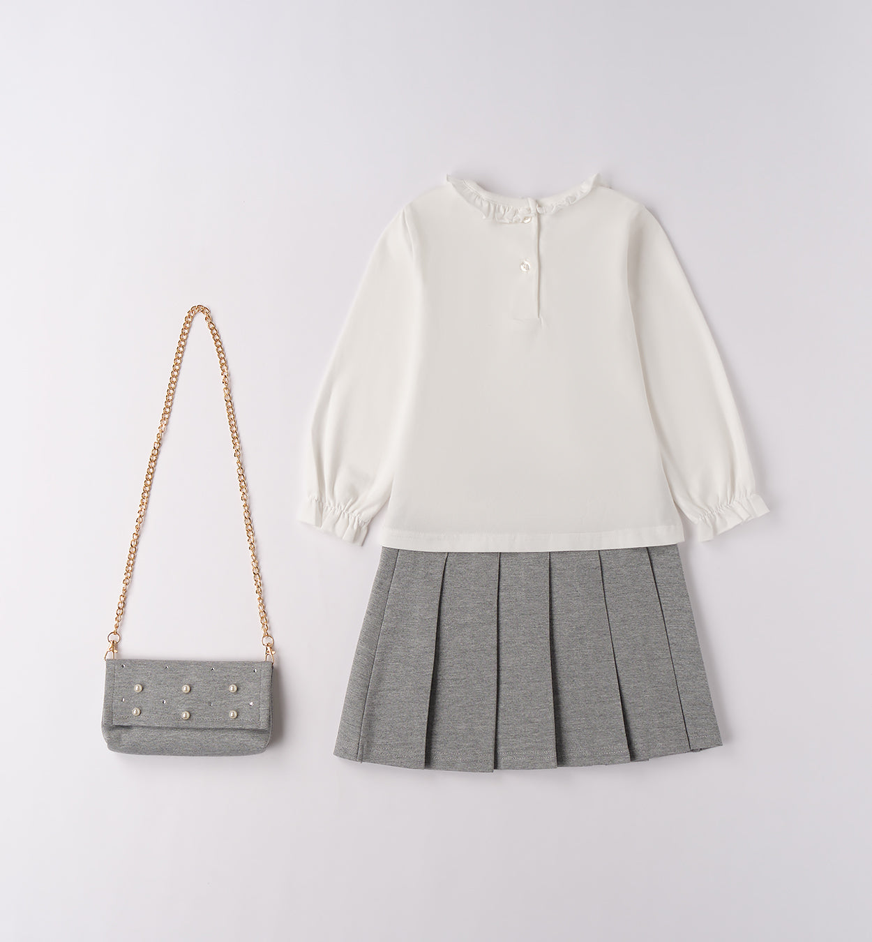 completo bambina elegante retro bianco e grigio