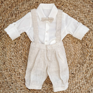 Completo Lino 3 Pezzi Salopette+Camicia+Papillon