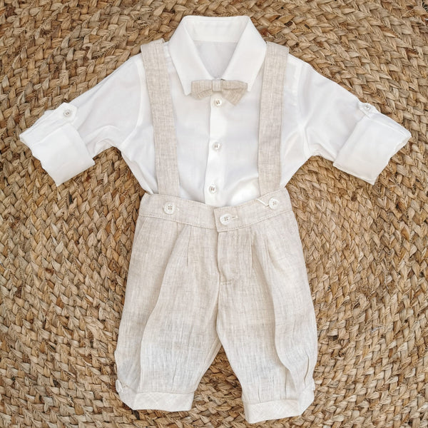 Completo Lino 3 Pezzi Salopette+Camicia+Papillon