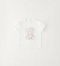 completo bimba estivo con maglia bianca orsetto e pantaloncino floreale rosa