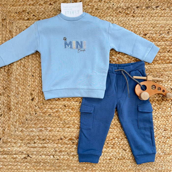completo bimbo felpa azzurra e pantaloni blu jogger