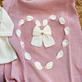 completo nascita neonata cotone panna e rosa con copertina coordinata