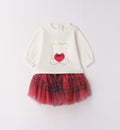 completo natale bambina con orsetto e gonnellina in tulle scozzese