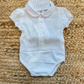 completo neonata lino e cotone panna e rosa con salopette elegante