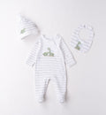  Coordinato neonato dinosauro: tutina, cappellino e bavaglino fronte
