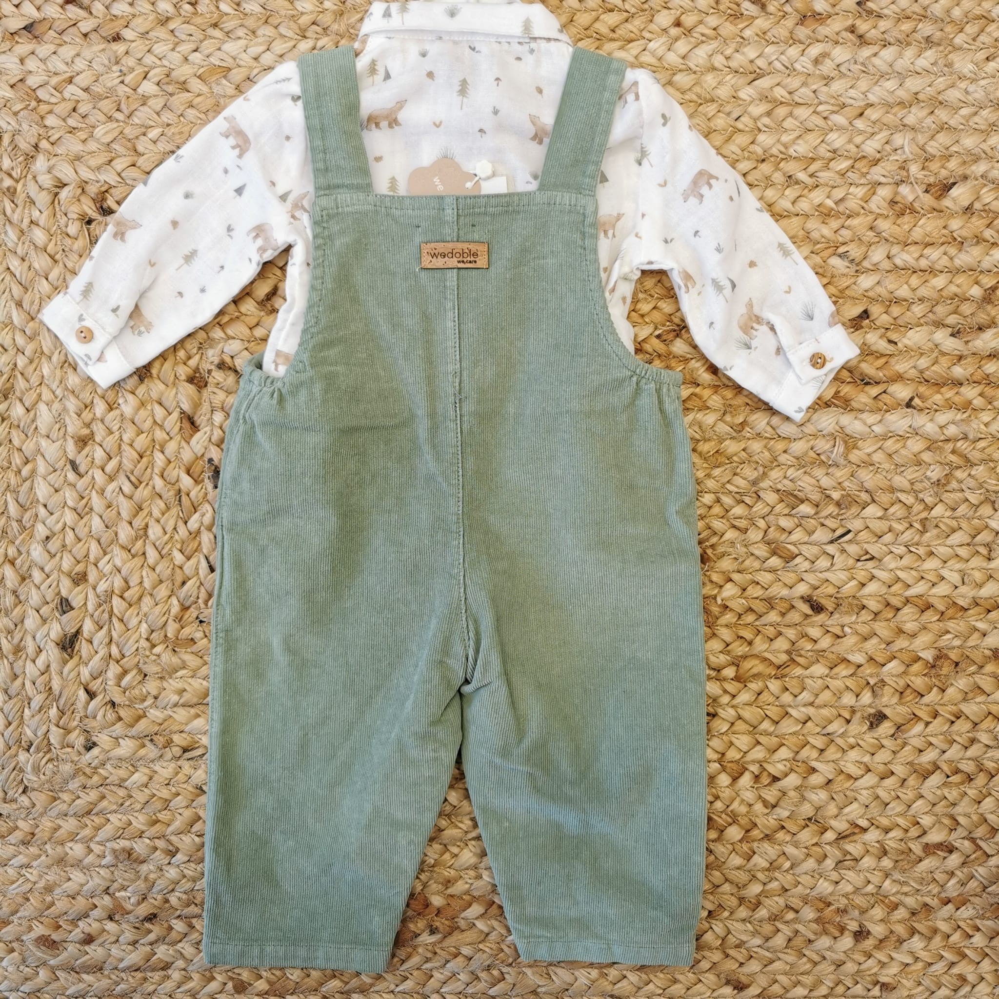 SALOPETTE IN VELLUTO VERDE CON ORSETTI