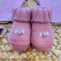 Set uscita clinica neonata rosa marsala in Lana Tollegno Merino Extrafine con copertina ricamata a mano.