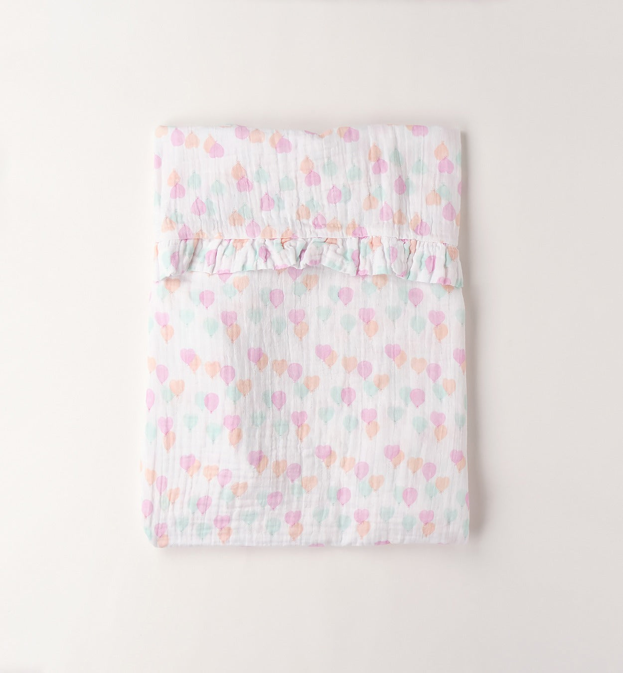 copertina neonata cotone con fantasia cuori pastello