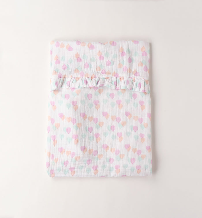 copertina neonata cotone con fantasia cuori pastello
