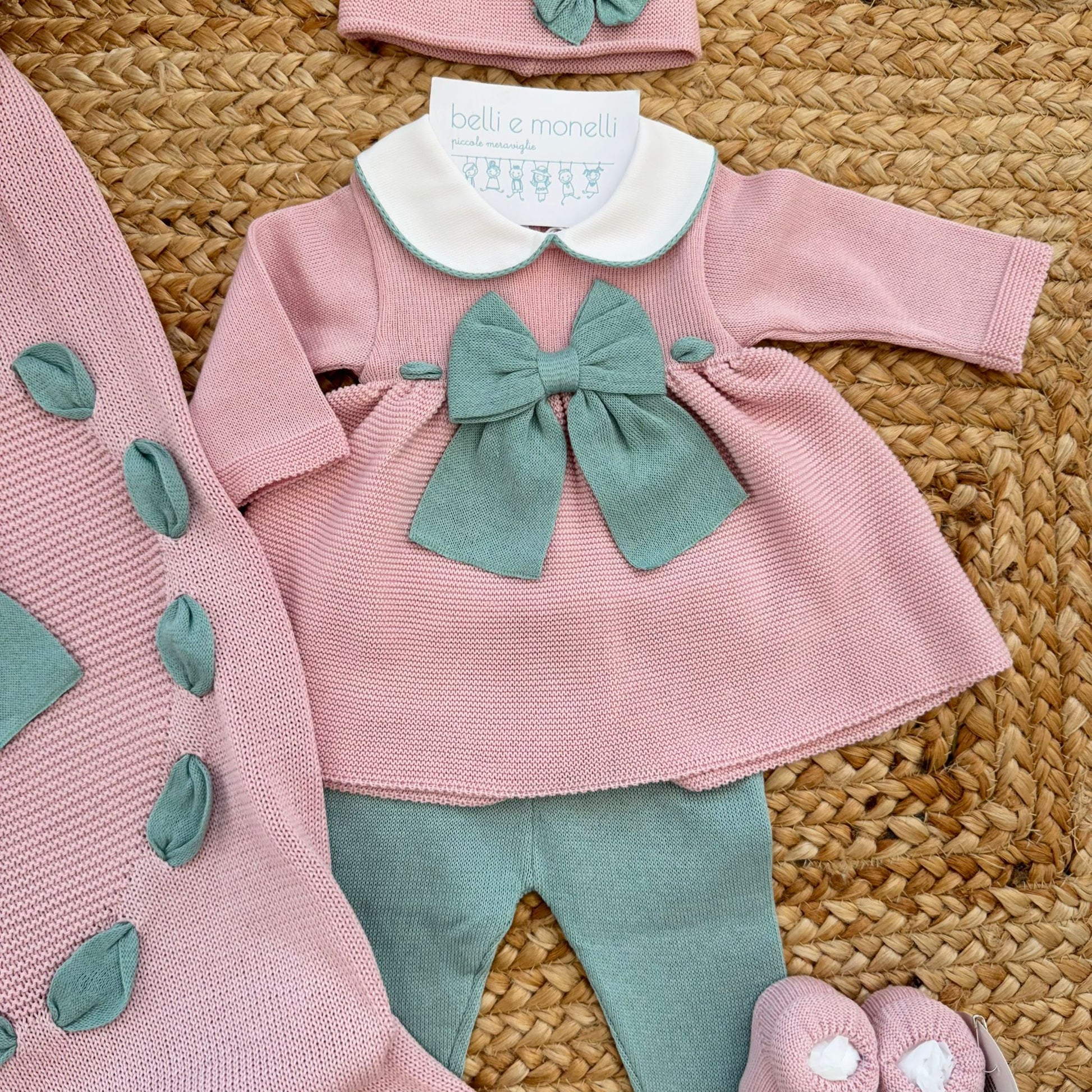 copertina nascita in cotone lavorata a maglia