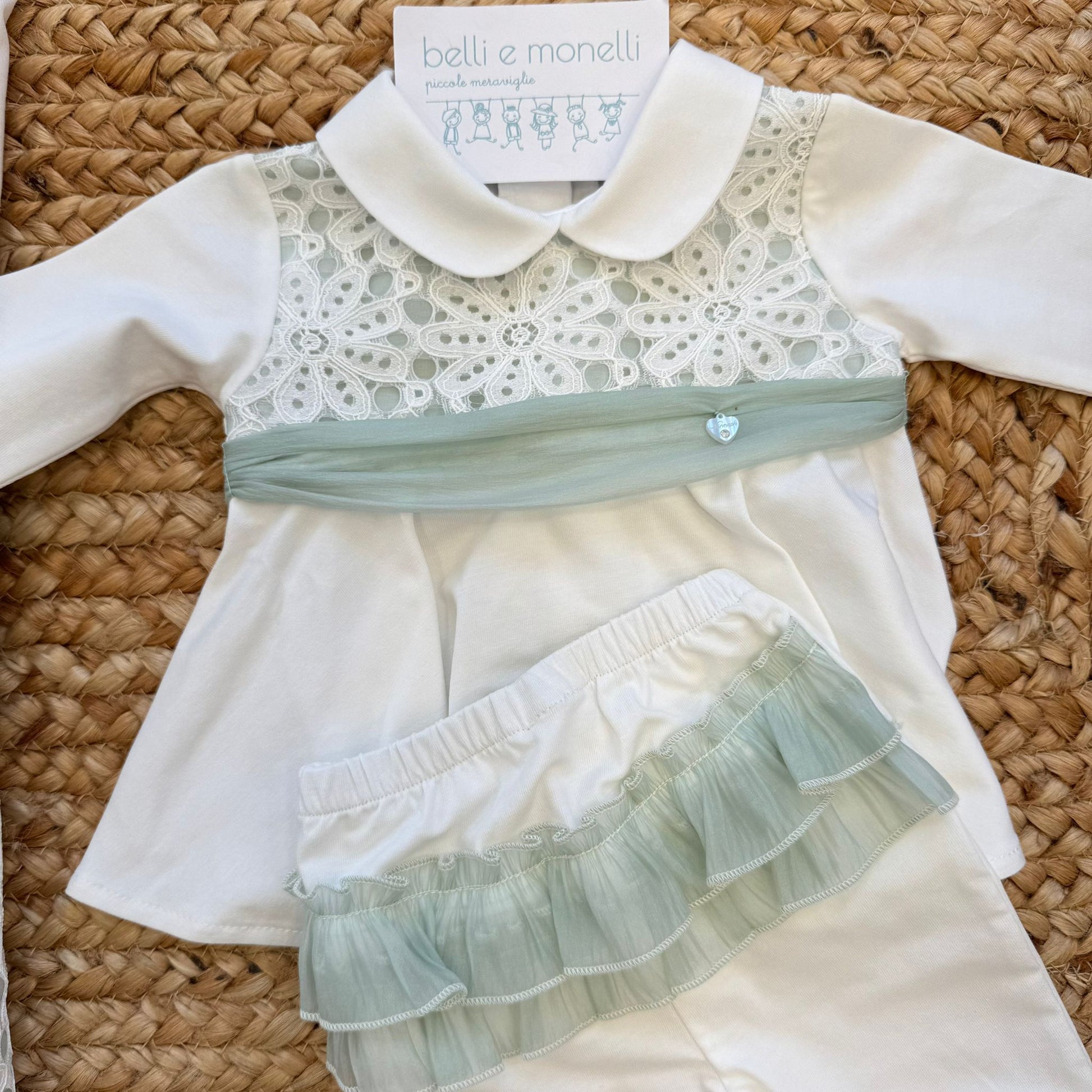 copertina neonata cotone e poliestere con macramè