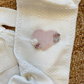 Uscita clinica neonata in pura lana latte con copertina cappellino e scarpine rosa
