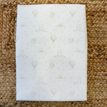 Copertina neonato 100% cotone panna con stampa orsetti e mongolfiere