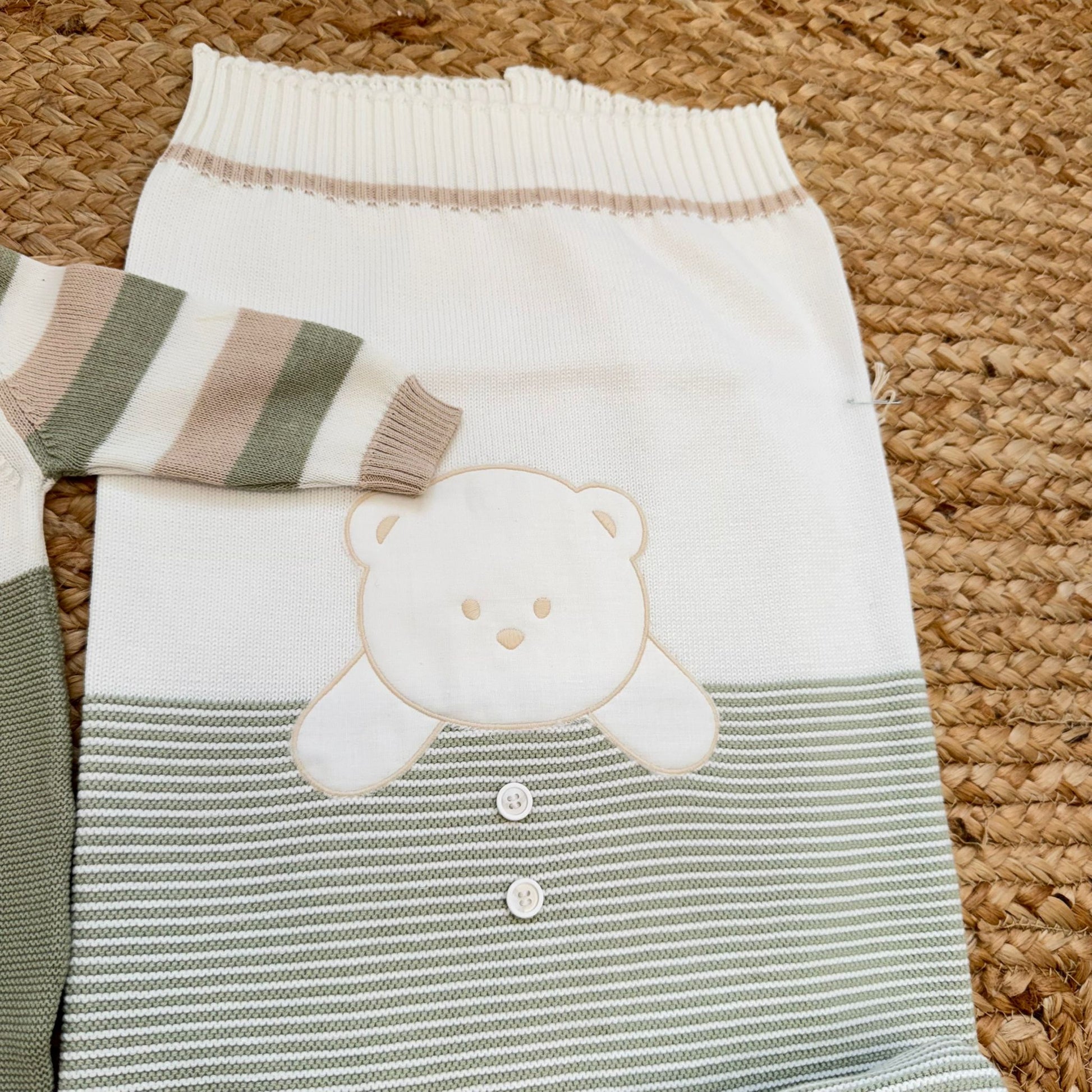 copertina neonato cotone con orsetto applicato