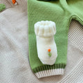 Uscita clinica neonato in pura lana latte pistacchio salvia e beige.