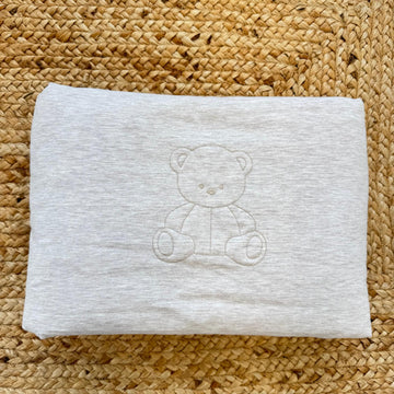copertina neonato unisex cotone con ricamo orsetto