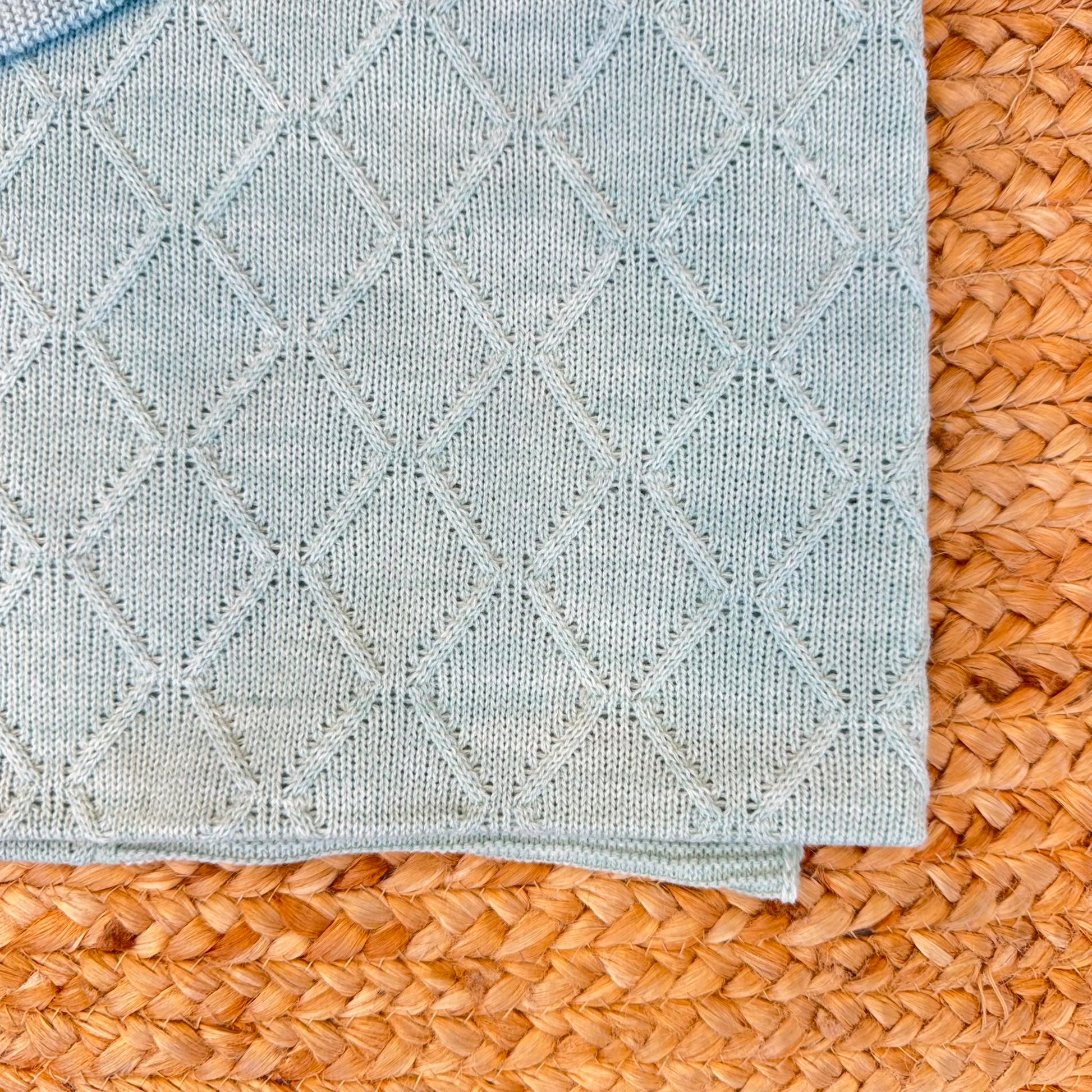 Set nascita neonato verde menta con copertina, maglioncino, pantalone con piedini e cappellino