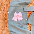 Uscita clinica neonata in pura lana verde salvia con copertina, vestitino, pantalone, cappellino e scarpine coordinate