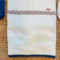 Uscita clinica neonato in caldo cotone panna e blu con copertina sfoderabile 65x85 cm Made in Italy.