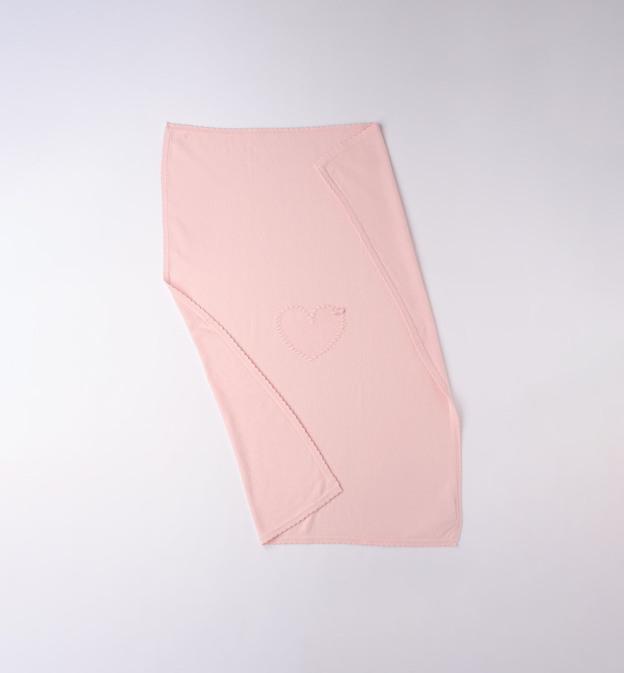 copertina neonata cuore rosa in cotone e lana