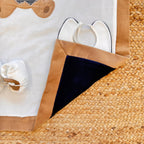copertina neonato panna con bordo beige in ciniglia