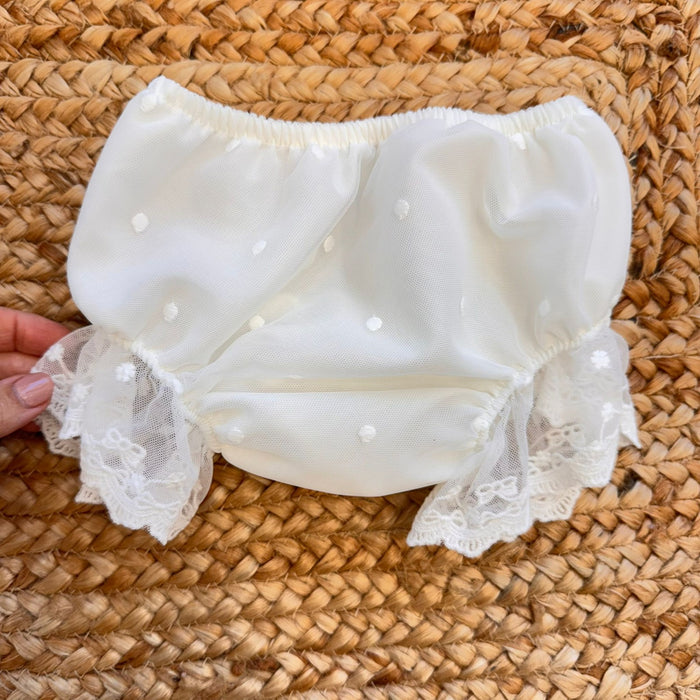 copri pannolino battesimo bimba avorio in tulle con pizzo