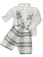 Completo Tre Pezzi Bimbo Con Camicia, Salopette E Papillon In Lino barcellino