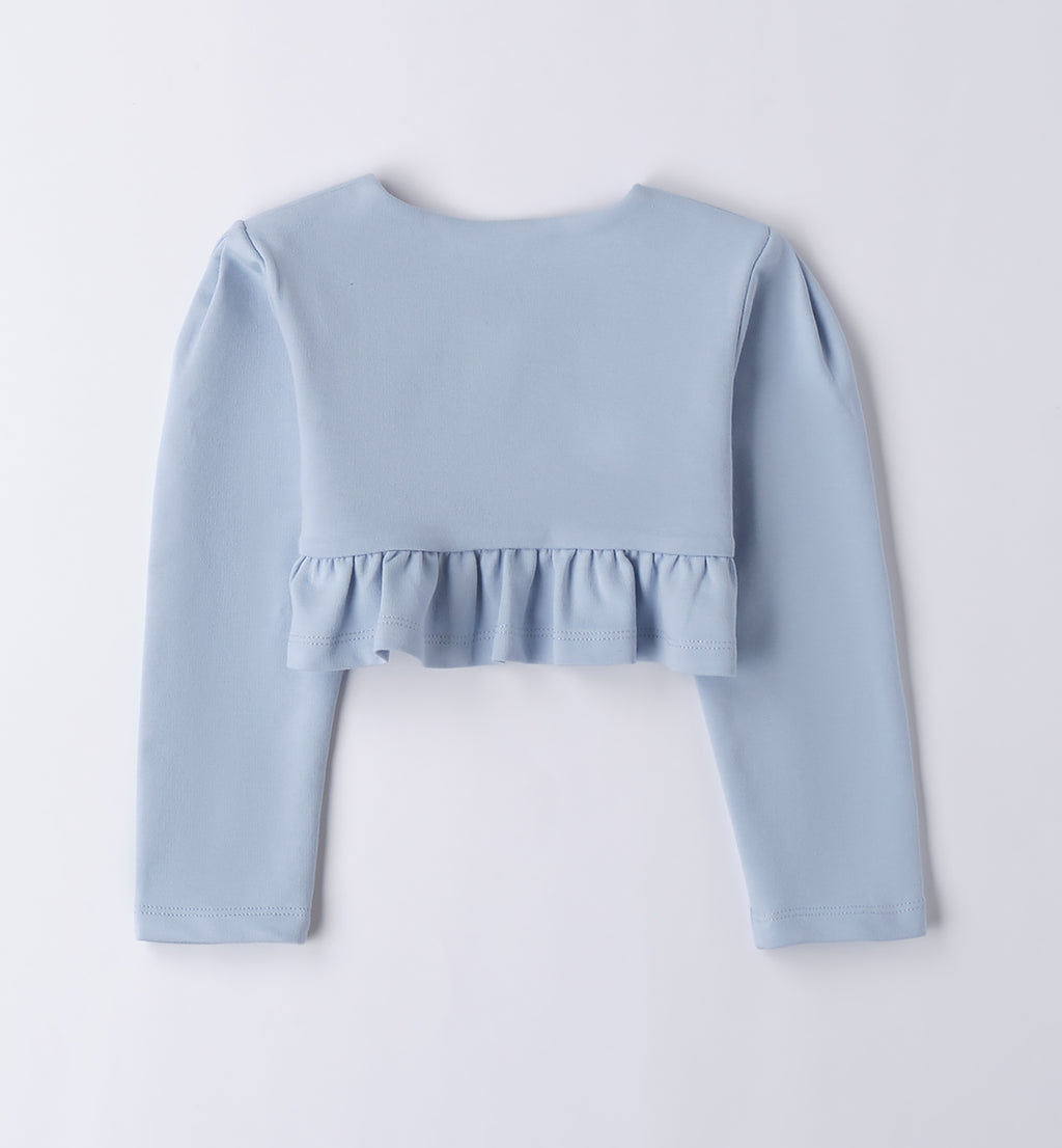 Completo bambina iDO con cuore paillettes e tulle azzurro

