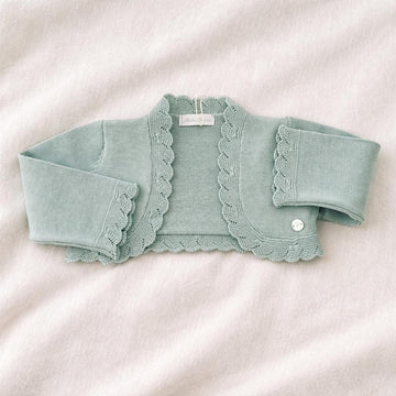coprispalle battesimo bimba cotone verde acqua