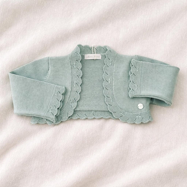 coprispalle battesimo bimba cotone verde acqua