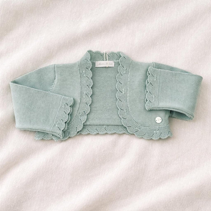 coprispalle battesimo bimba cotone verde acqua