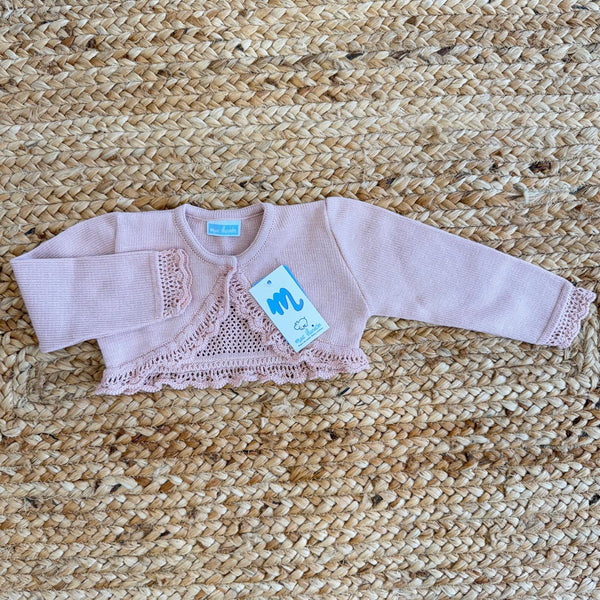 Coprispalle battesimale bianco in filo con merletto, modello elegante e raffinato per neonata.