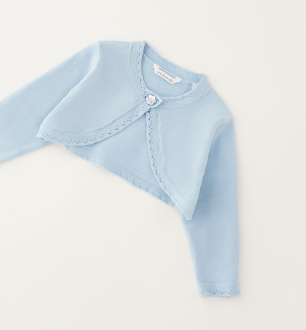 Coprispalle elegante neonata azzurro vista frontale