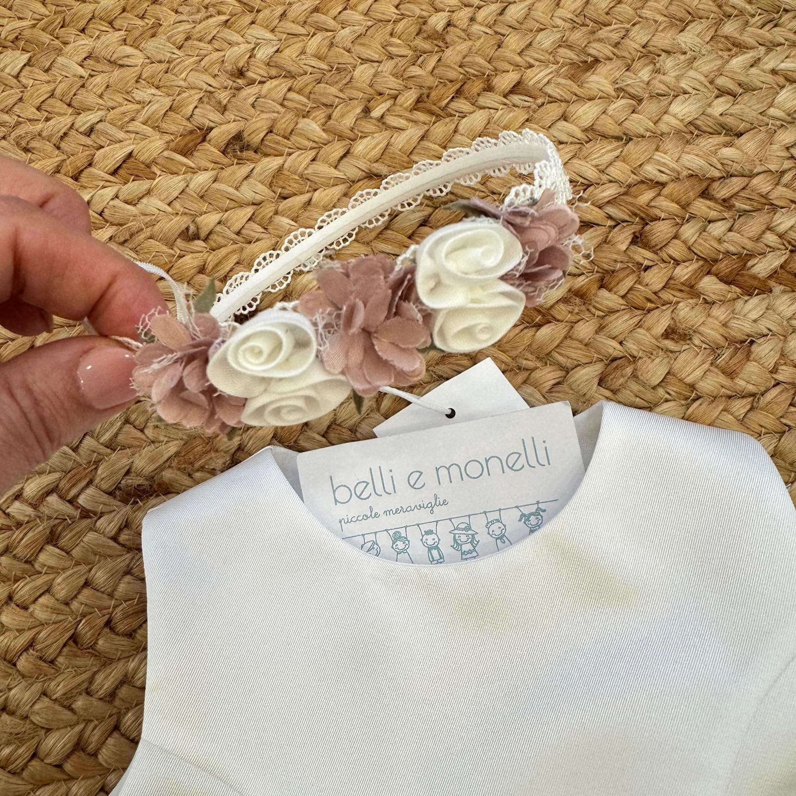 coroncina floreale abbinata abito cerimonia bimba