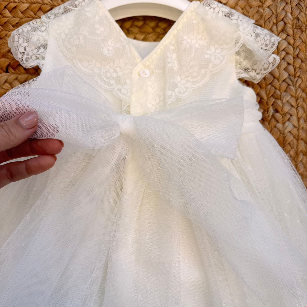 Abito Da Battesimo Bimba Bianco Con Fiori - Taglia 62/68 - Loliwe - Foto 3