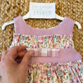 retro abito bambina con grande fiocco floreale
