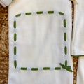 Corredino nascita neonata panna e verde con copertina, completo e accessori coordinati
